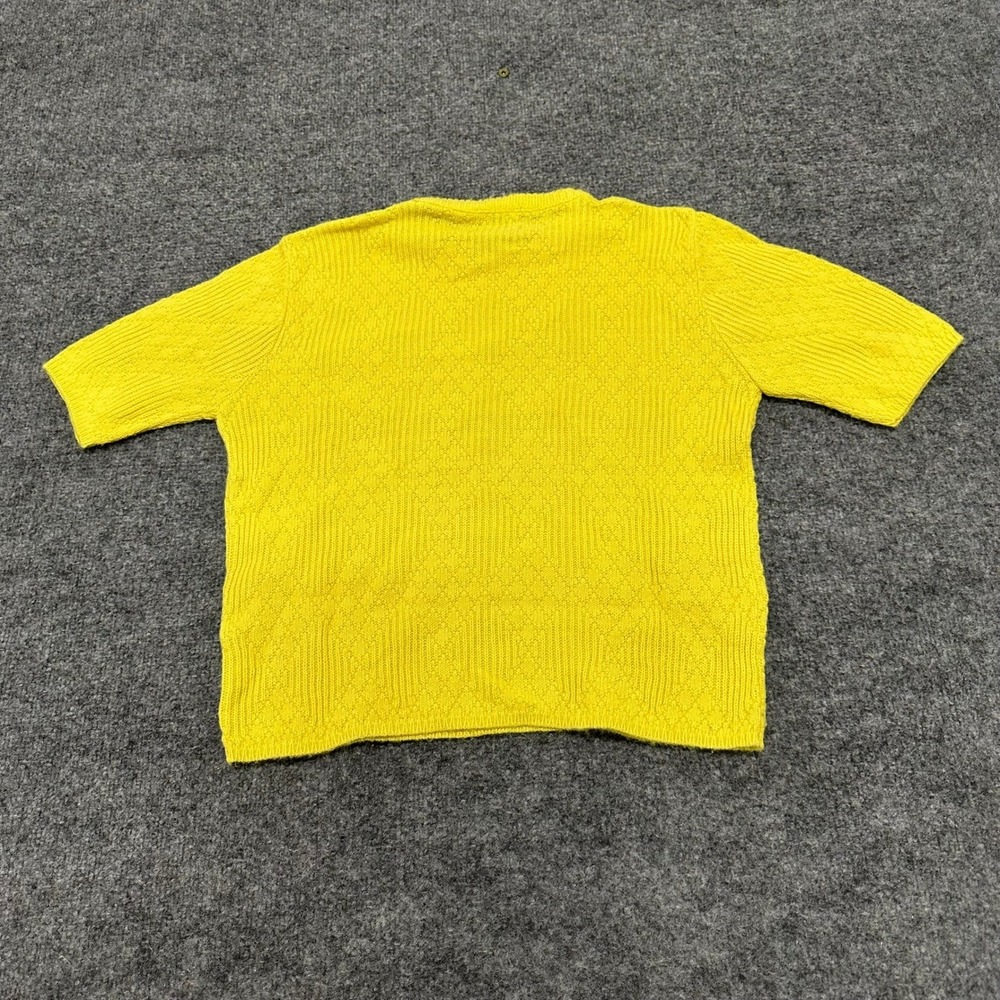 Sip 'n Shore Sweater Womens Size Large Yellow Short Sleeve Knit Textured Vintage